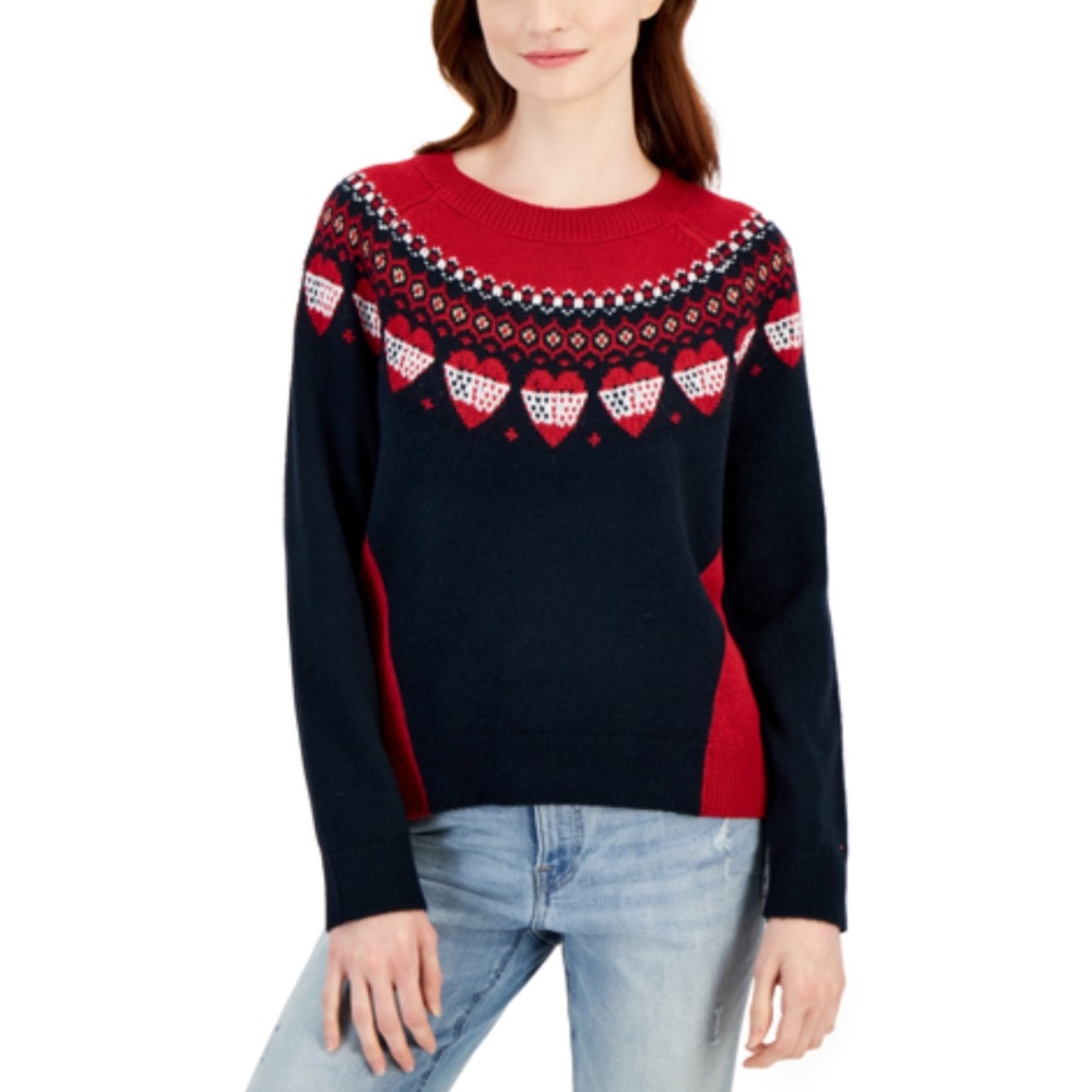 Women’s Black Red Heart Holiday Cozy Sweater